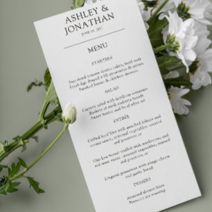 Elegant Modern Simple Elements Wedding Menu