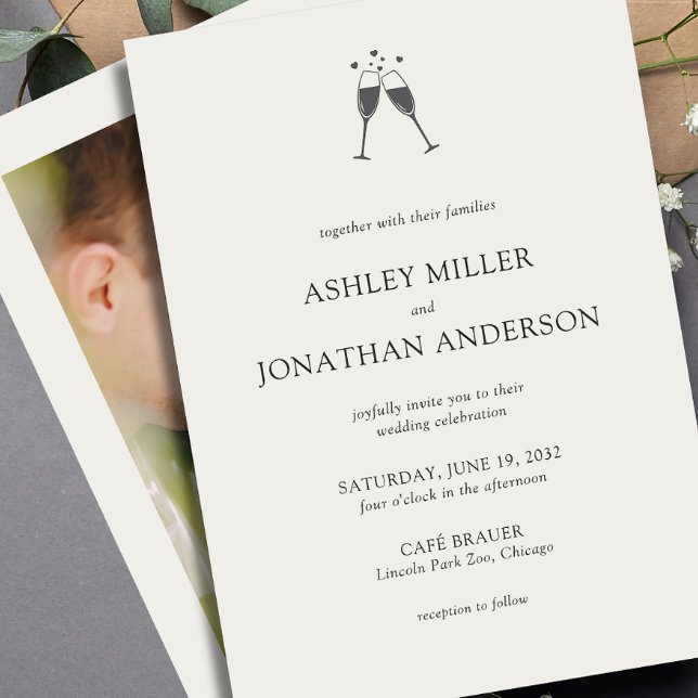 Elegant Modern Simple Elements Wedding Photo Invitation (Creator Uploaded)