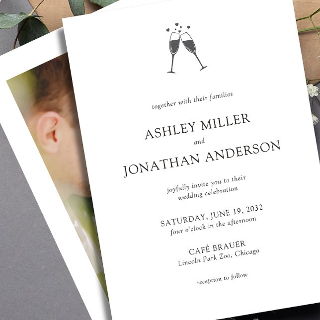 Elegant Modern Simple Elements Wedding Photo Invitation (Creator Uploaded)