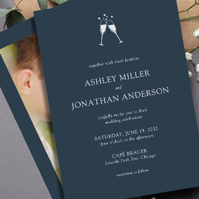Elegant Modern Simple Elements Wedding Photo Invitation (Creator Uploaded)