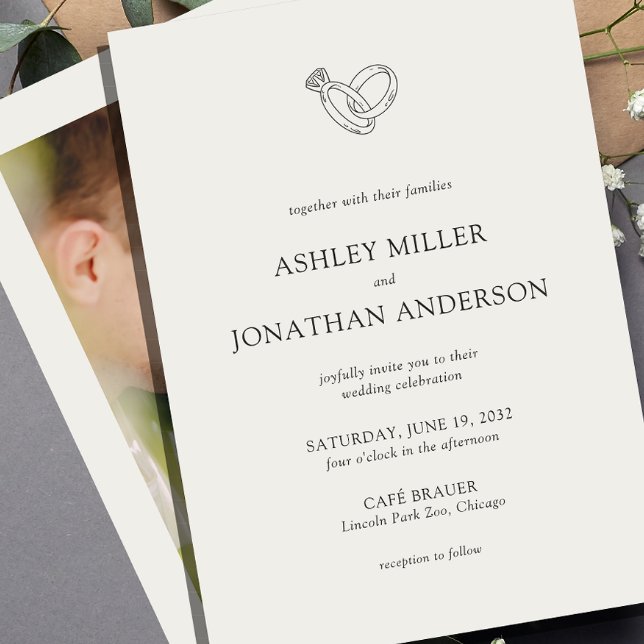 Elegant Modern Simple Elements Wedding Photo Invitation (Creator Uploaded)
