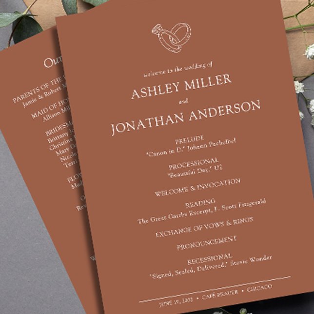Elegant Modern Simple Elements Wedding Program (Creator Uploaded)