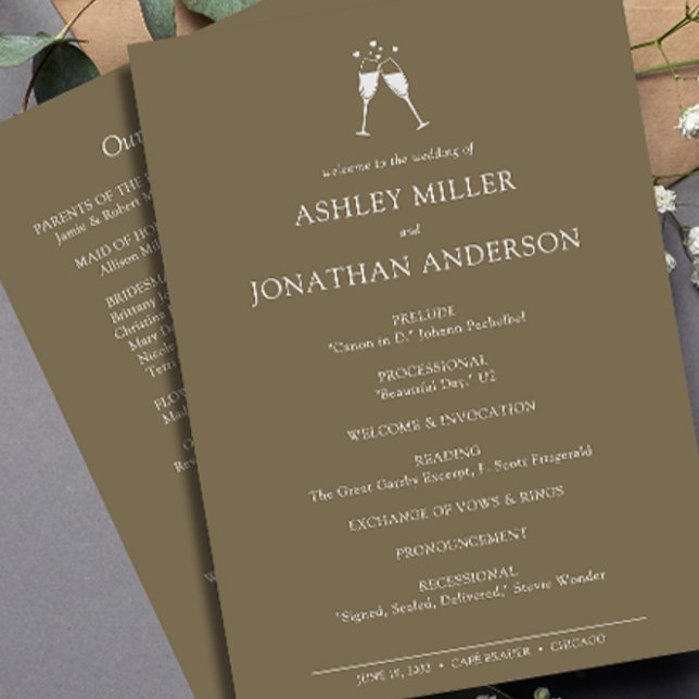 Elegant Modern Simple Elements Wedding Program (Creator Uploaded)