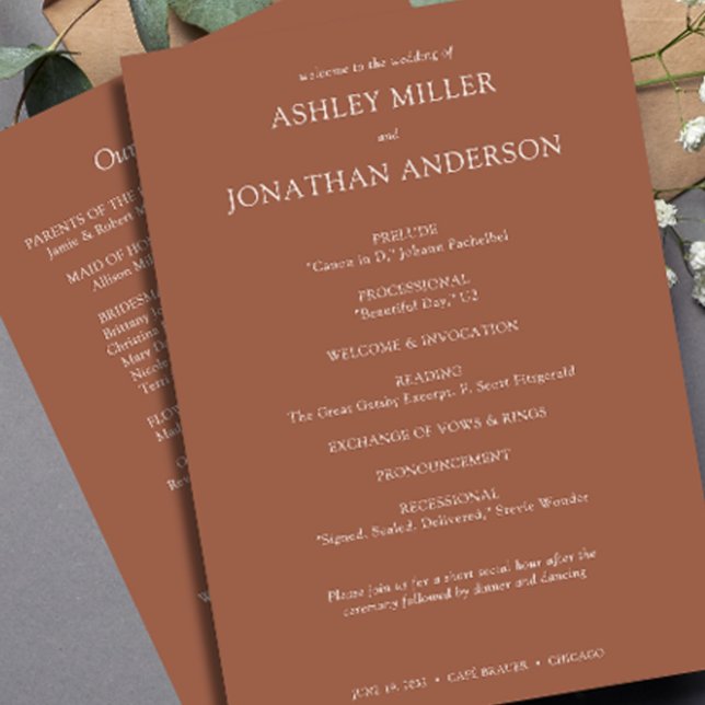 Elegant Modern Simple Elements Wedding Program (Creator Uploaded)