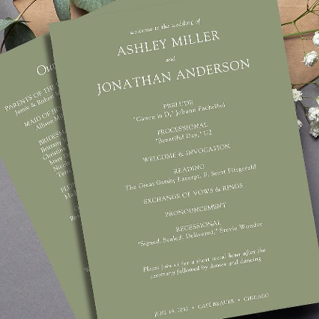 Elegant Modern Simple Elements Wedding Program (Creator Uploaded)