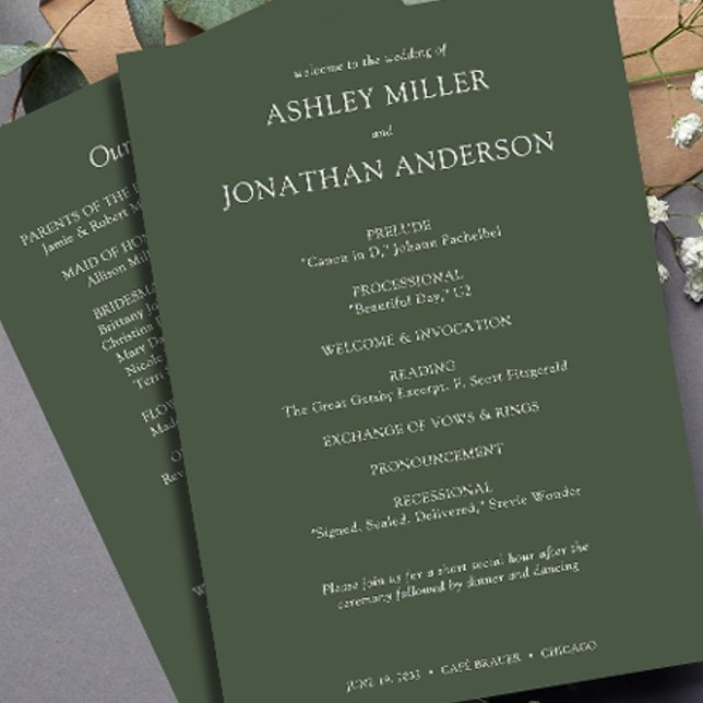 Elegant Modern Simple Elements Wedding Program (Creator Uploaded)