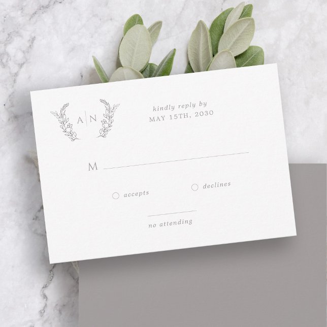 Elegant modern simple formal monogram wedding RSVP (Creator Uploaded)