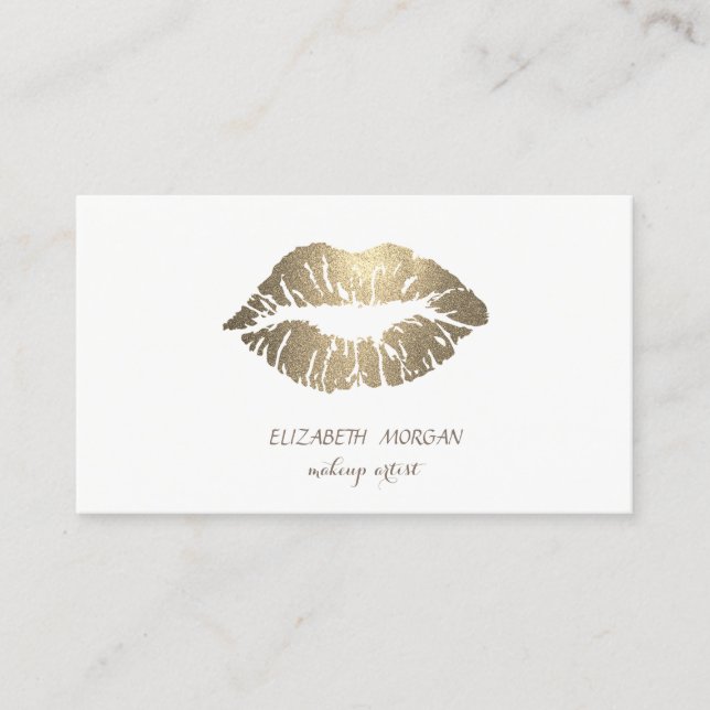 Elegant  Modern,Simple,Glittery Lips,Makeup artist Business Card (Front)