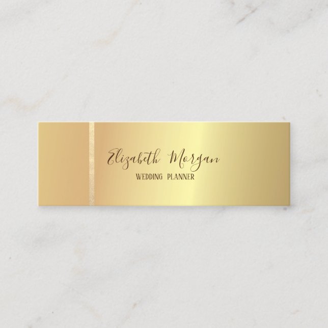 Elegant Modern Simple, Gold Stripe, Minimalist Mini Business Card (Front)