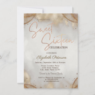 Elegant Modern Simple Gold Touch Sweet 16 Invitation