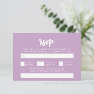 Elegant Modern Simple Lilac Wedding QR Code RSVP Enclosure Card