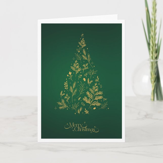 Elegant Modern Simple Minimal Christmas Tree Card (Front)
