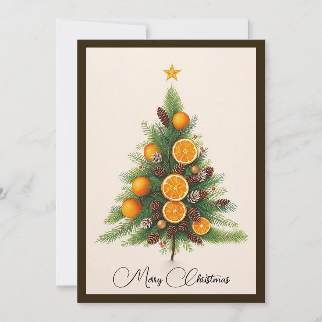 Elegant Modern Simple Minimalist Christmas Tree  Holiday Card (Front)