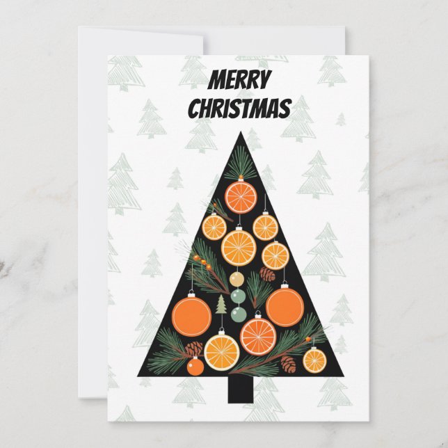Elegant Modern Simple Minimalist Christmas Tree Holiday Card (Front)