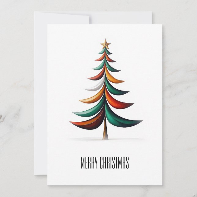 Elegant Modern Simple Minimalist Christmas Tree  Holiday Card (Front)
