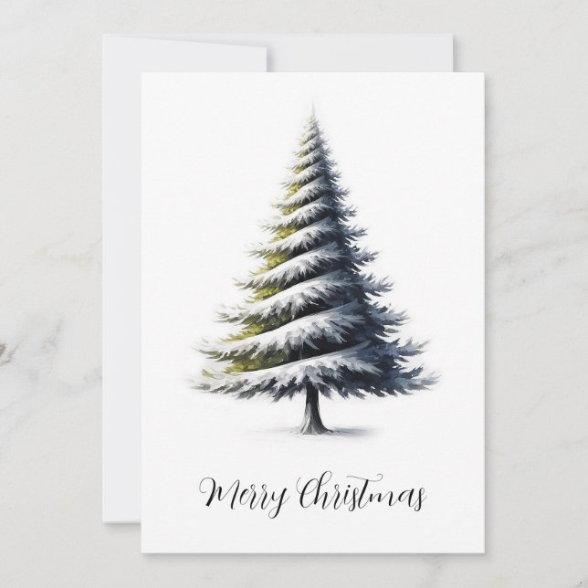 Elegant Modern Simple Minimalist Christmas Tree  Holiday Card (Front)