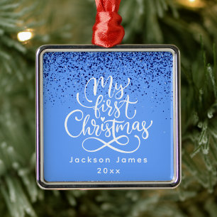 Elegant Modern Simple My First Christmas Metal Ornament