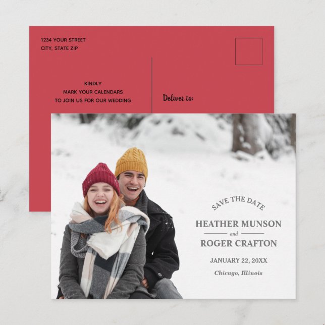 Elegant Modern Simple Photo Wedding Save the Date Announcement Postcard (Front/Back)