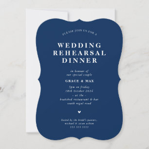 ELEGANT modern simple rehearsal dinner navy blue Invitation