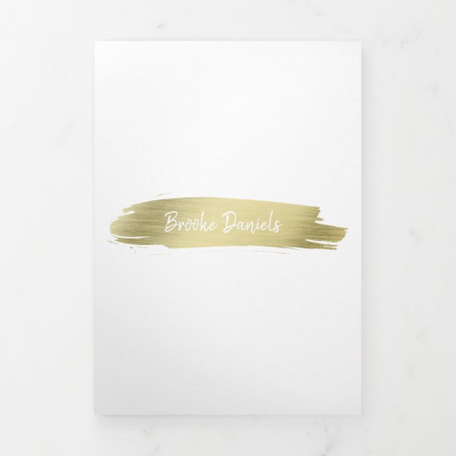 Elegant Modern Simple Salon Gold Trifold Brochure (Cover)