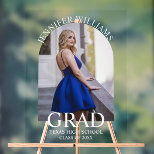 elegant modern simple script graduation photo arch acrylic sign