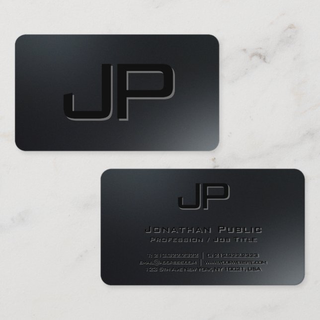 Elegant Modern Simple Template Black Monogram Business Card (Front/Back)