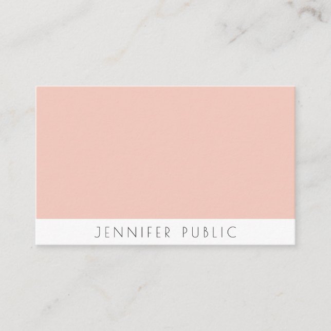 Elegant Modern Simple Template Blush Pink White Business Card (Front)