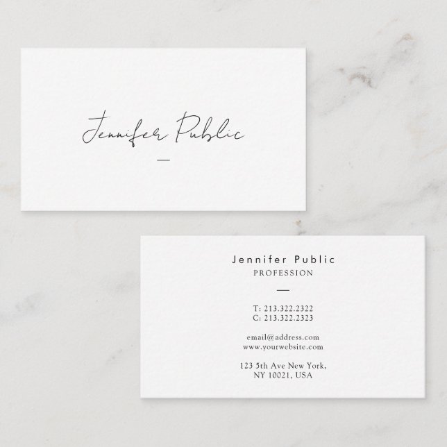 Elegant Modern Simple Template Typography Script Business Card (Front/Back)