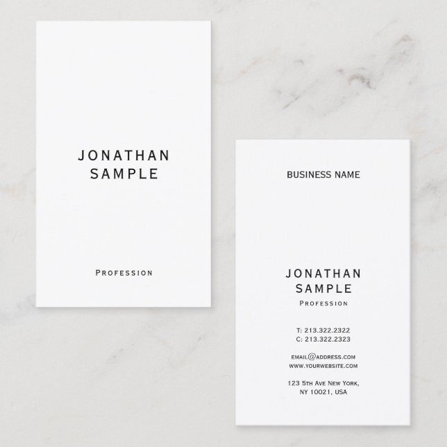 Elegant Modern Simple Template Vertical Business Card (Front/Back)