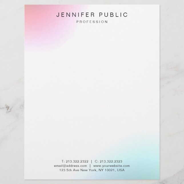 Elegant Modern Simple Trendy Colourful Template Custom Letterhead (Front)
