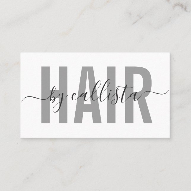 Elegant Modern Simple Typography Hair Stylist Business Card (Front)