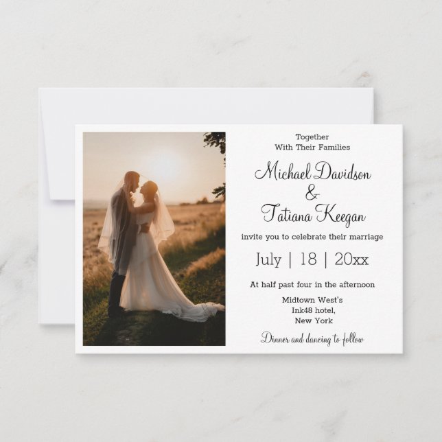 elegant modern simple typography wedding photo invitation (Front)