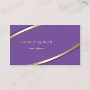 Elegant Modern Simple Violet,Gold Stripe Business Card