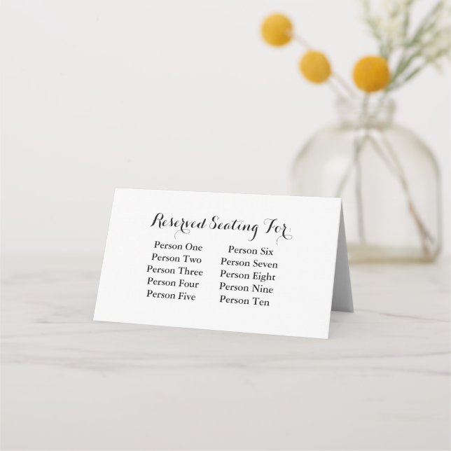 Elegant Modern Simple Wedding Guest List Table   Place Card (Front)