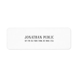 Elegant Modern Simple White Plain Return Address Label