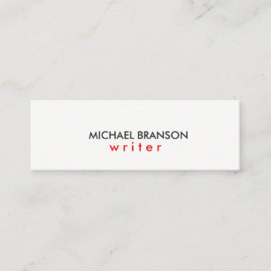Elegant Modern Simple white RED Minimalist Mini Business Card