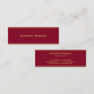 Elegant Modern Sleek Design Gold Text Burgundy Red Mini Business Card
