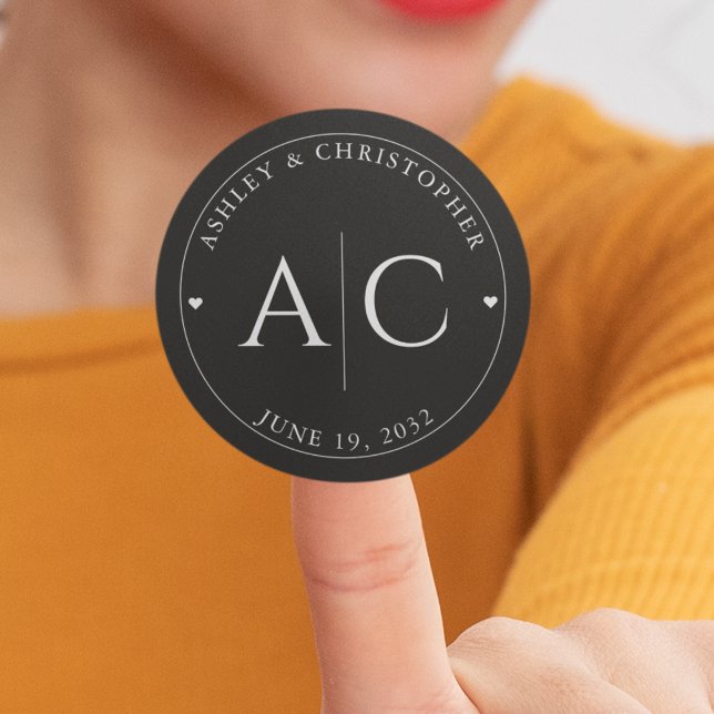 Elegant Modern Smoke Black Wedding Classic Round Sticker (Creator Uploaded)