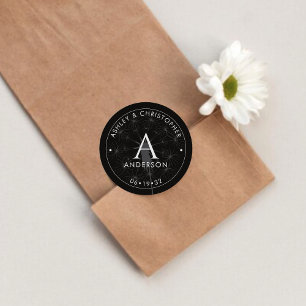 Elegant Modern Smoke Black Wedding Classic Round Sticker