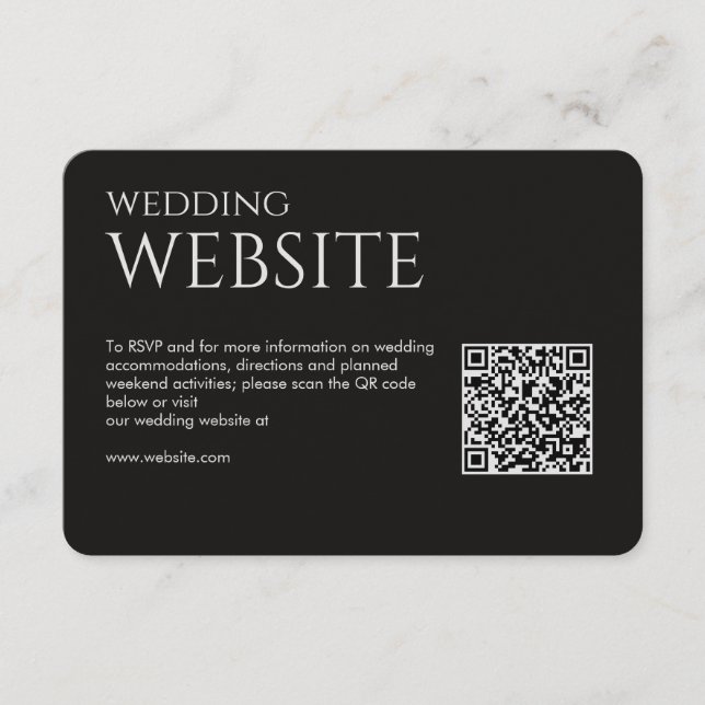 Elegant Modern Smoke Black Wedding Enclosure Card (Front)