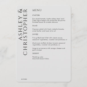 Elegant Modern Smoke Black Wedding Menu