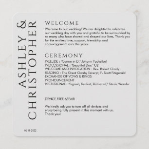 Elegant Modern Smoke Black Wedding Program