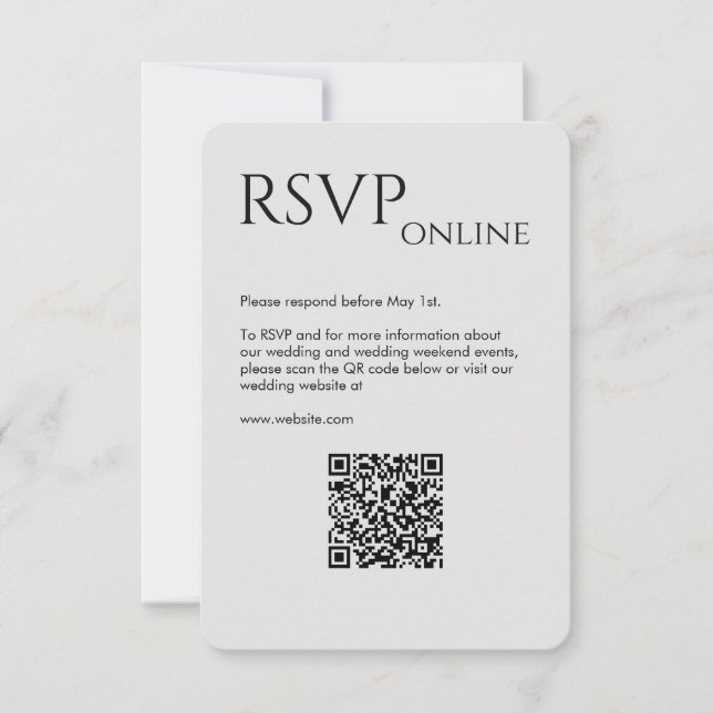 Elegant Modern Smoke Black Wedding RSVP Card (Front)