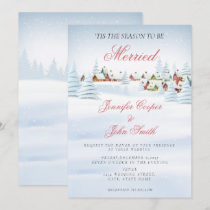 Elegant Modern Snowfall Christmas Winter Wedding Invitation