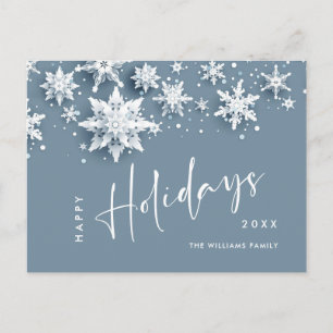 Elegant Modern Snowflakes Christmas Holiday Postcard
