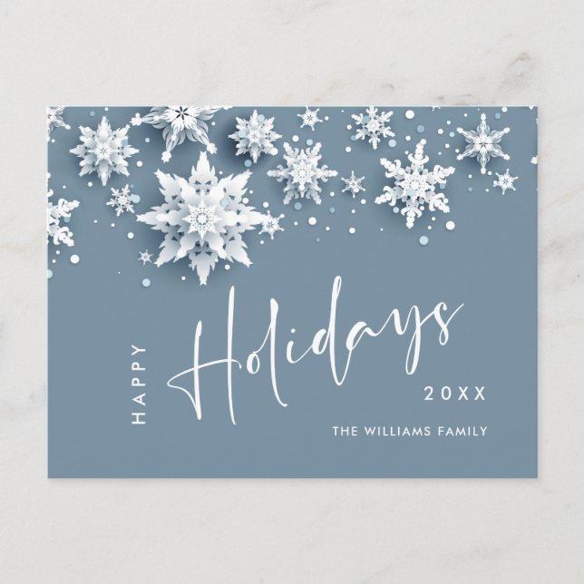 Elegant Modern Snowflakes Christmas Holiday Postcard (Front)