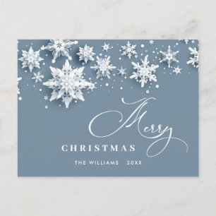 Elegant Modern Snowflakes Christmas Holiday Postcard