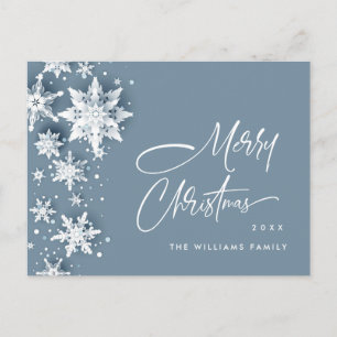Elegant Modern Snowflakes Christmas Holiday Postcard