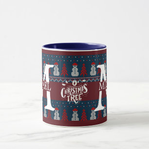 Elegant Modern Snowman Monogram Christmas holiday  Mug