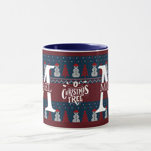 Elegant Modern Snowman Monogram Christmas holiday  Mug (Center)
